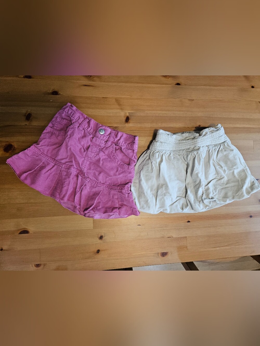 Old Navy -Pink Corduroy Skirt and Cream Skort Set - 4T